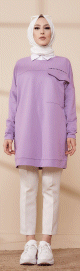 Tunique décontractée ample avec grande poche (Sweat femme Hijab) - Couleur lilas Tunique decontractee ample avec grande poche (Sweat femme Hijab) - Couleur lilas