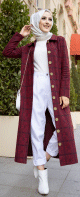 Robe-Veste longue à gros boutons - Couleur bordeaux Robe-Veste longue a gros boutons - Couleur bordeaux