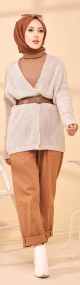 Gilet Cardigan en grosse maille - Couleur beige