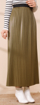 Jupe plissée pour femme - Couleur kaki Jupe plissee pour femme - Couleur kaki