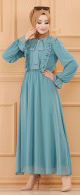 Robe de soiree chic pour femme (Tenue style habille pour hijab) - Couleur indigo clair