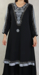 Robe de soirée Abaya Dubaï noire de qualité avec broderie perles et strass argentés Robe de soiree Abaya Dubai noire de qualite avec broderie perles et strass argentes