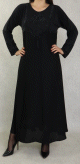Robe Abaya Dubaï noire de qualité avec broderie et strass dorés et ceinture interne Robe Abaya Dubai noire de qualite avec broderie et strass dores et ceinture interne