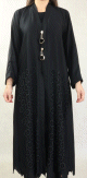 Robe Abaya Dubaï noire de qualité avec strass et décorations incrustées Robe Abaya Dubai noire de qualite avec strass et decorations incrustees