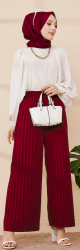 Pantalon plissé ample pour femme - Couleur bordeaux Pantalon plisse ample pour femme - Couleur bordeaux