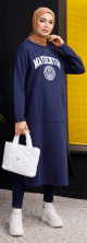 Robe - Tunique longue pour femme (Casual Hijab Outfit 2022) - Couleur bleu marine