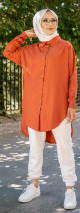 Chemise longe pour femme (Vêtement pour hijab) - Couleur brique Chemise longe pour femme (Vetement pour hijab) - Couleur brique
