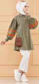 Chemise-Tunique ample à manches décorées (Vêtement chic femme voilée Paris) - Couleur kaki et brique Chemise-Tunique ample a manches decorees (Vetement chic femme voilee Paris) - Couleur kaki et brique
