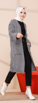 Veste longue (Vetement Automne-Hiver pour Femme Voilee) - Couleur noir et blanc