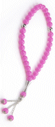 Chapelet (Subha) de luxe à 33 perles de couleur Rose avec parties argentées Chapelet (Subha) de luxe à 33 perles de couleur Rose avec parties argentées