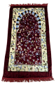 Tapis de prière musulman pour adulte bordeaux avec motifs fleurs multicolores