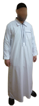 Qamis fashion blanc avec fermeture zip au col taille 2XL